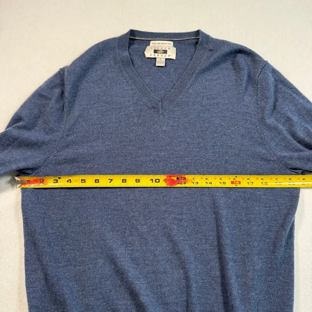 Vintage Joseph Abboud Fine Merino Wool Navy Blue V-Neck Sweater Size Large